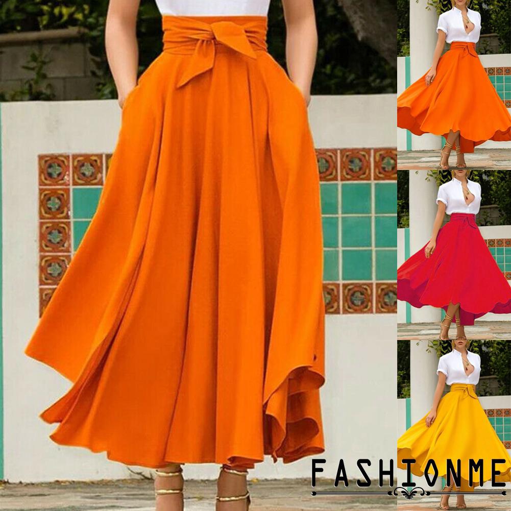 Chân váy maxi lưng cao xếp ly dành cho nữ | BigBuy360 - bigbuy360.vn