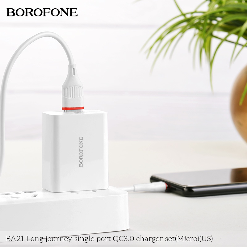 Bộ sạc 18W BOROFONE gồm củ và dây cáp sạc dài 1 mét cho android: Samsung, Xiaomi, Oppo, Vivo, Huawei Realme...