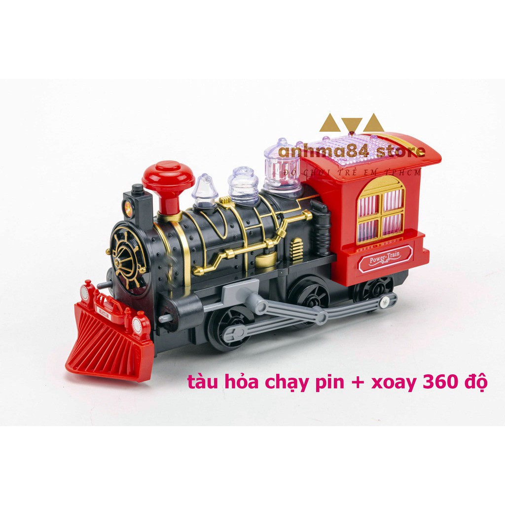 Đồ chơi TÀU HỎA chạy pin tiểu có Nhạc, Đèn - Xoay 360 độ - anhma84 store