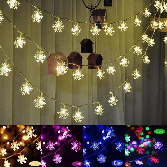 ĐÈN NHÁY HOA TUYẾT 10m DECOR TRANG TRÍ NOEL TẾT[GIA DỤNG RẺ]
