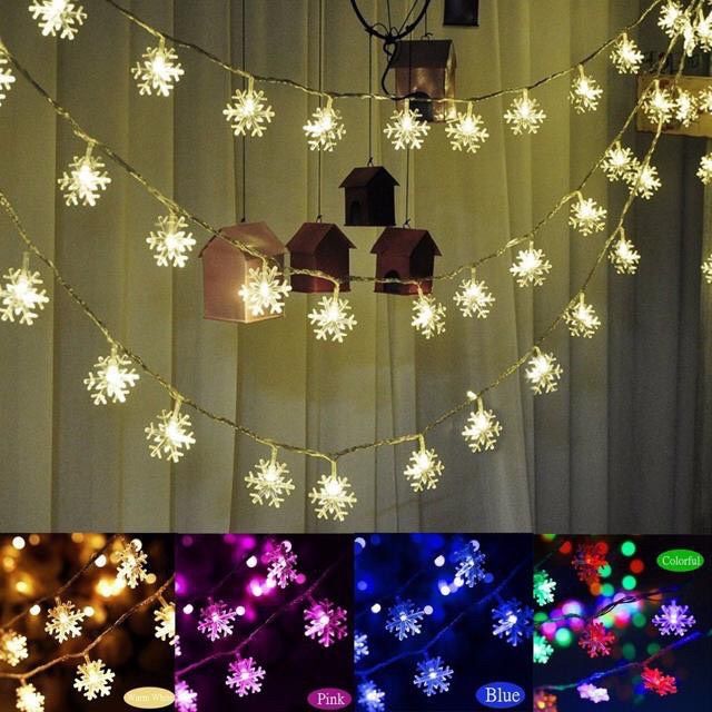 ĐÈN NHÁY BÔNG TUYẾT DECOR TRANG TRÍ NOEL TẾT[GIA DỤNG RẺ]