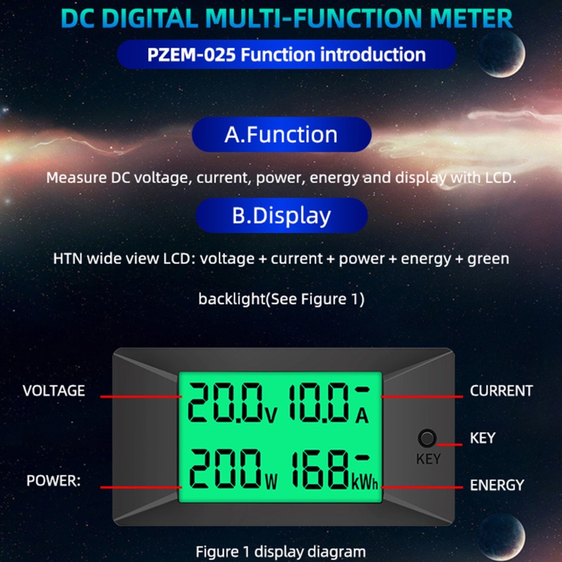Đồng Hồ Đo Công Suất DC Kwh Watt 300V 50A / 100A / 200A / 300A Chuyên Dụng Cho Xe Hơi