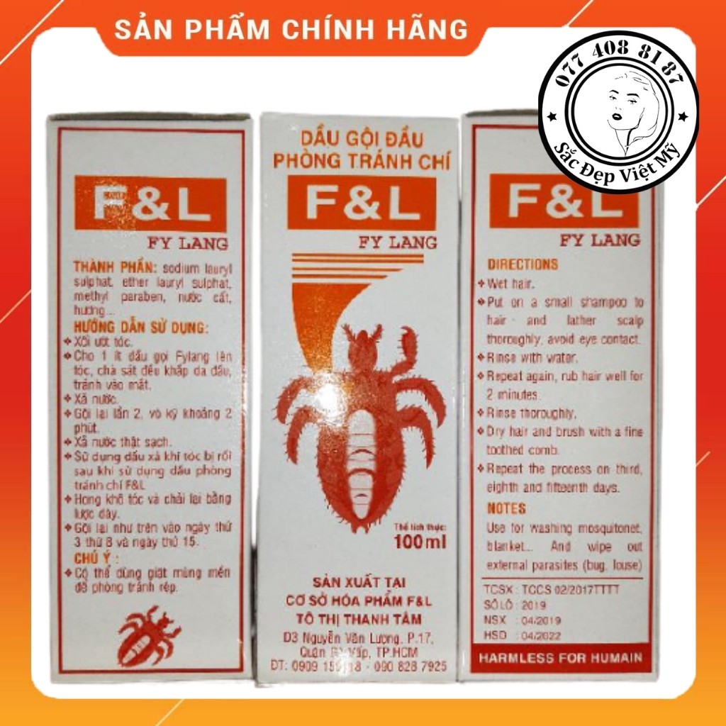 Dầu gội đầu F&amp;L Fy Lang hỗ trợ phòng tránh chí chấy chai 100ml