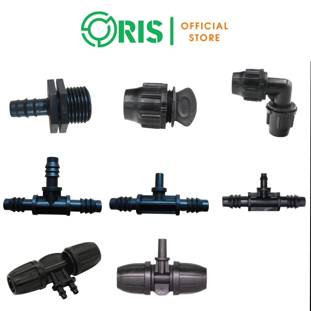 Phụ Kiện Ống Tưới 10mm ORIS: Tê Chia 3 ống 10mm , Cuối Ống 10mm, Co 10mm...