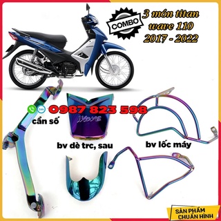 ✅ Combo 3 Món Titan Wave A 110 (2017-2022) - (Bảo Vệ Mũi Dè, Cần số titan, Ốp Bảo Vệ Lốc Máy Wave 110 2017-2022)