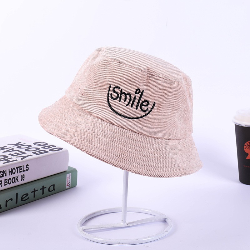 Mũ bucket nhung gân SOSRHS, SMILE nhiều màu cực xinh