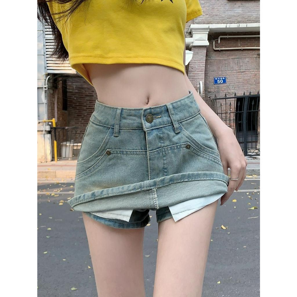 Chân váy jean Lưng Cao Ôm Dáng Phong Cách Retro Thời Trang Mùa Hè Cho Nữ