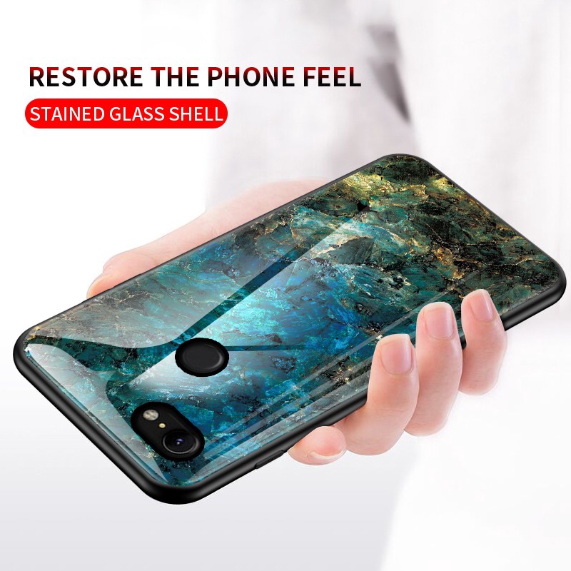 Case Google Pixel 3AXL Pixel 3XL Pixel 2XL Pixel XL Marble Tempered Glass Protective Back Cover