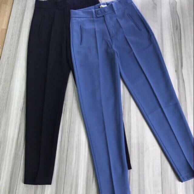 Quần baggy nữ quần tây nữ công sở Thiết kế khoá giữa , khuy bọc, form dáng chuẩn, màu tươi tắn y hình | BigBuy360 - bigbuy360.vn