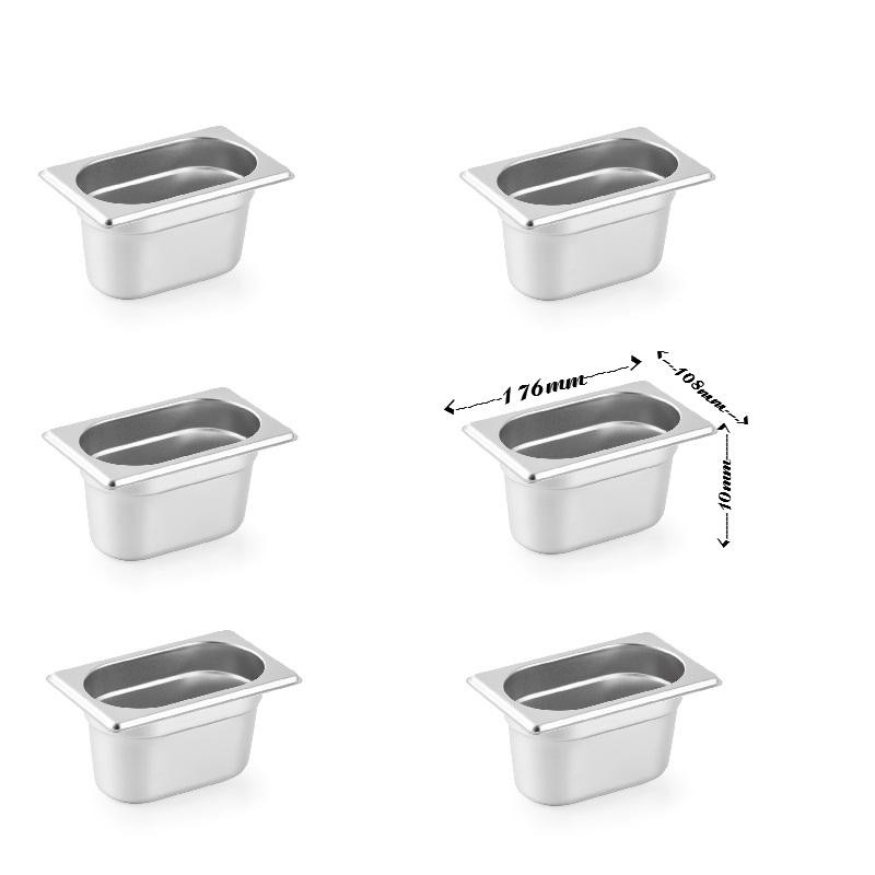 Khay đựng thực phẩm, đựng thạch Topping Inox 1/9 không nắp