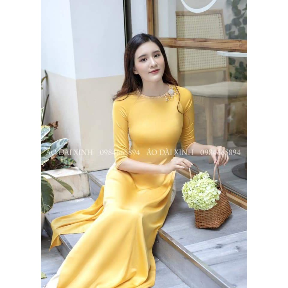 ÁO DÀI MAY SẴN ĐÍNH CƯỜM CAO CẤP