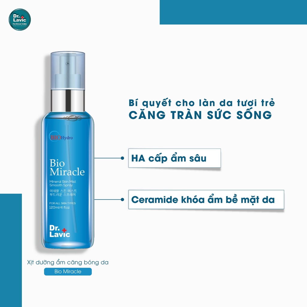 Xịt khoáng mặt dưỡng ẩm Dr.Lavic Bio Miracle dưỡng da cấp nước công nghệ USA 120ml DR933