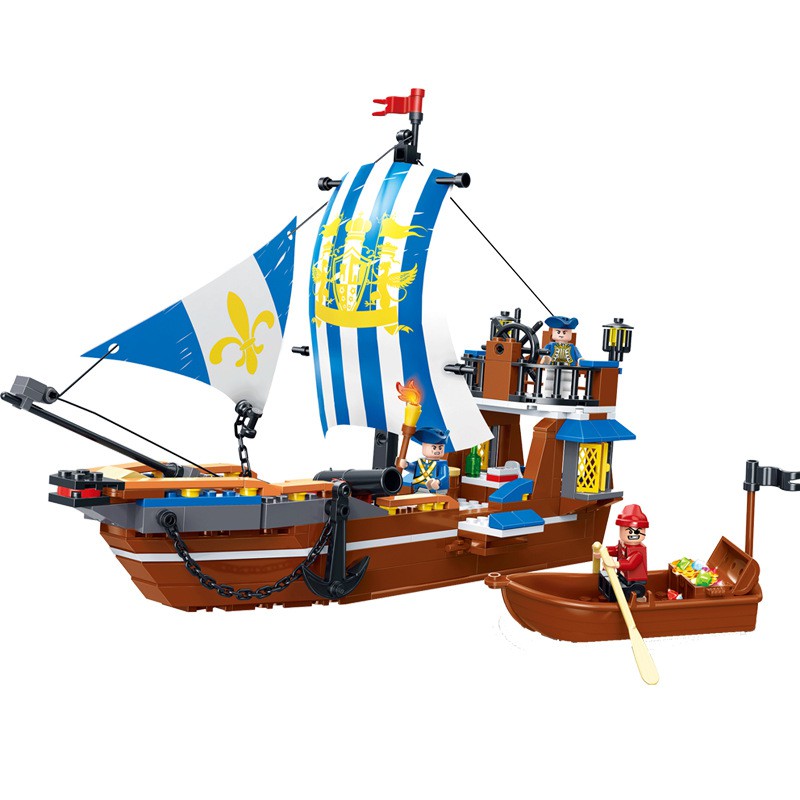 GUDI 9114 - Đồ chơi lắp ráp thuyền chiến Anh cổ - Ancient English Boat - 3 minifigures