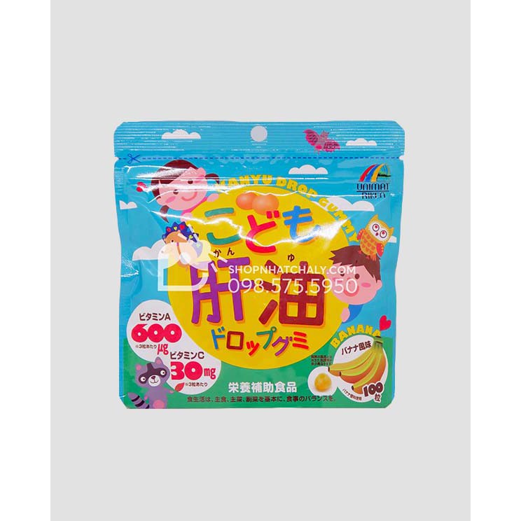 Kẹo dầu gan cá Unimat Riken bổ sung vitamin A, vitamin C cho bé 100 viên Nhật