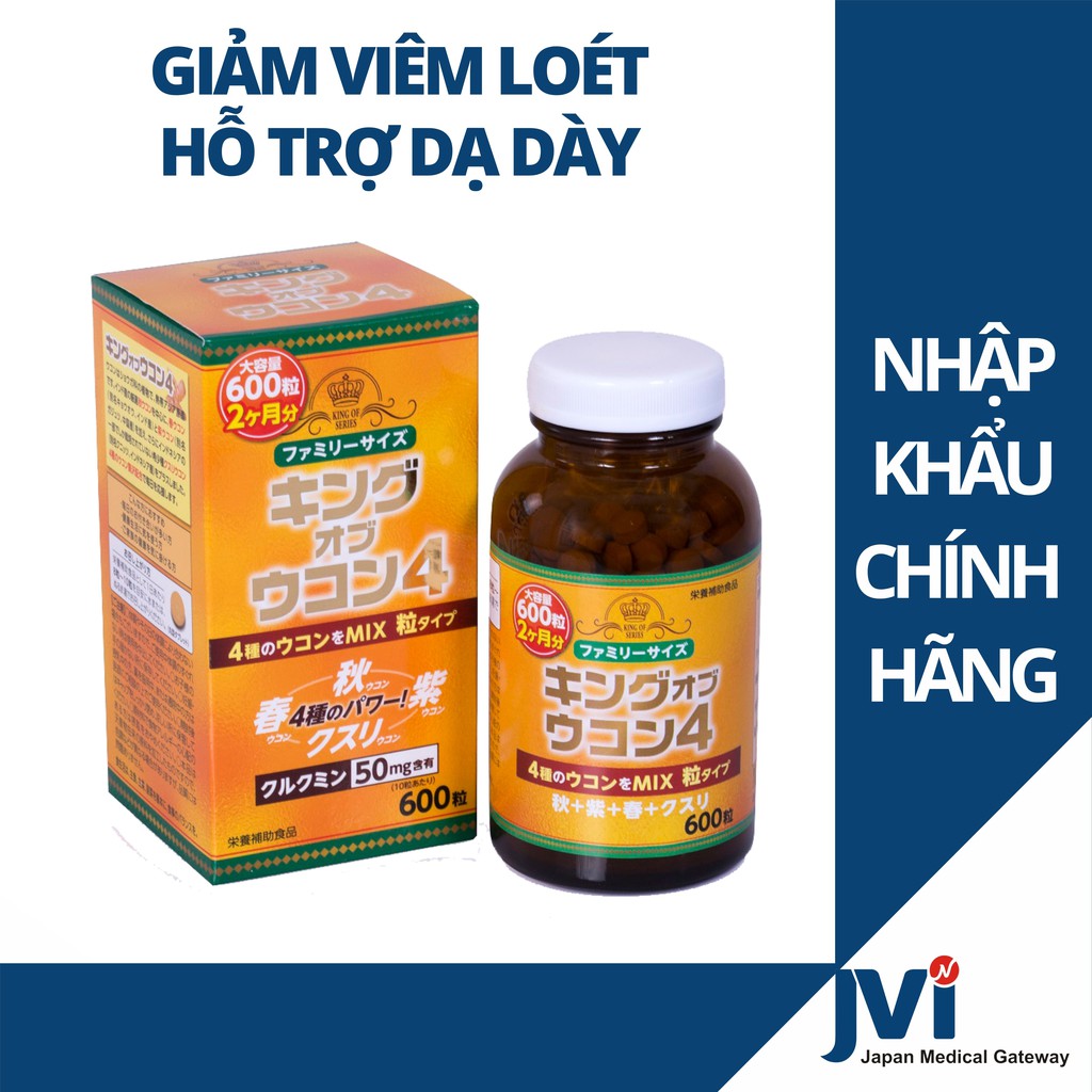 [CHÍNH HÃNG] Viên uống chiết xuất nghệ Nhật Bản King Ukon 4 hỗ trợ bệnh lý tiêu hóa dạ dày lọ 600 viên