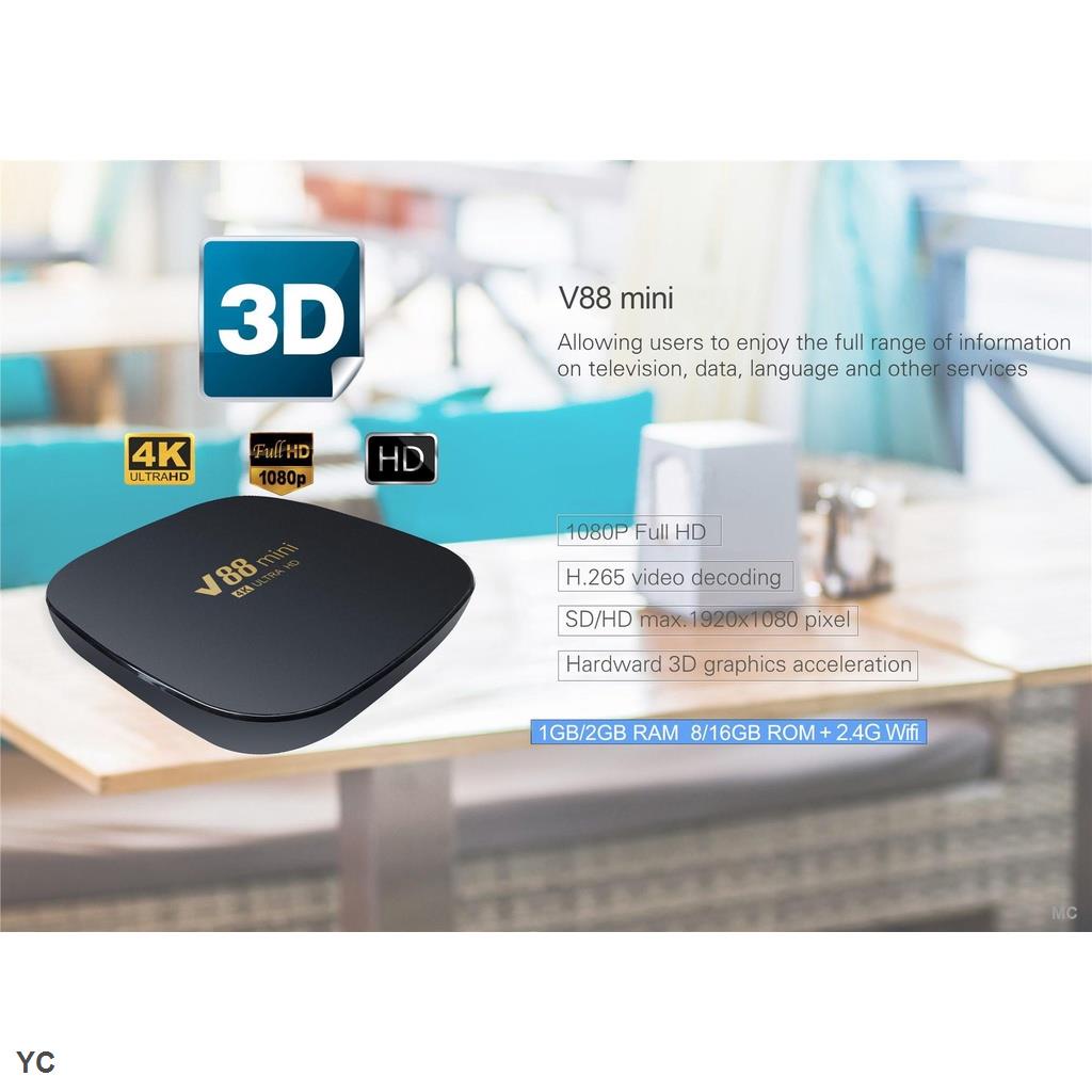 Đầu TV Box V88 mini 32GB / 512GB Wifi 2.4G Android 12.0 8K Ultra HD ChấT LượNg Cao KèM Phụ KiệN