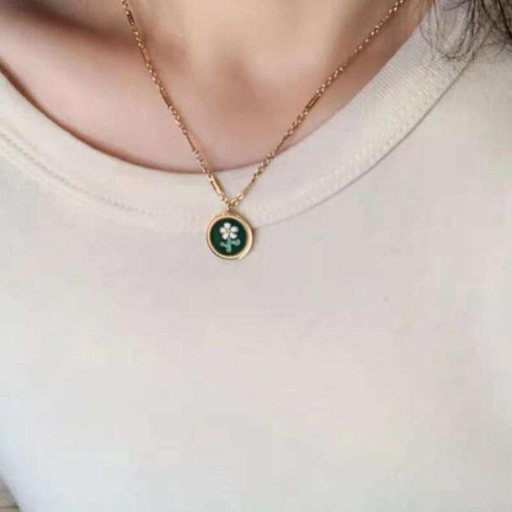 Vòng cổ Mặt Hoa Tráng Men Thời Trang Cho Nữ|Phụ Kiện Thép Titan Mạ Titan Xinh Xắn Thời Trang Cho Nữ