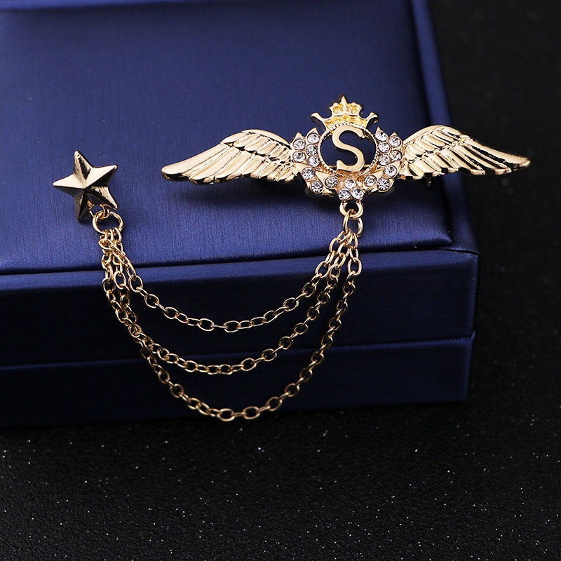 Ghim cài áo EFAN thiết kế ngôi sao năm cánh và đôi cánh phong các Anh Quốc thời trang dành cho cả nam và nữ