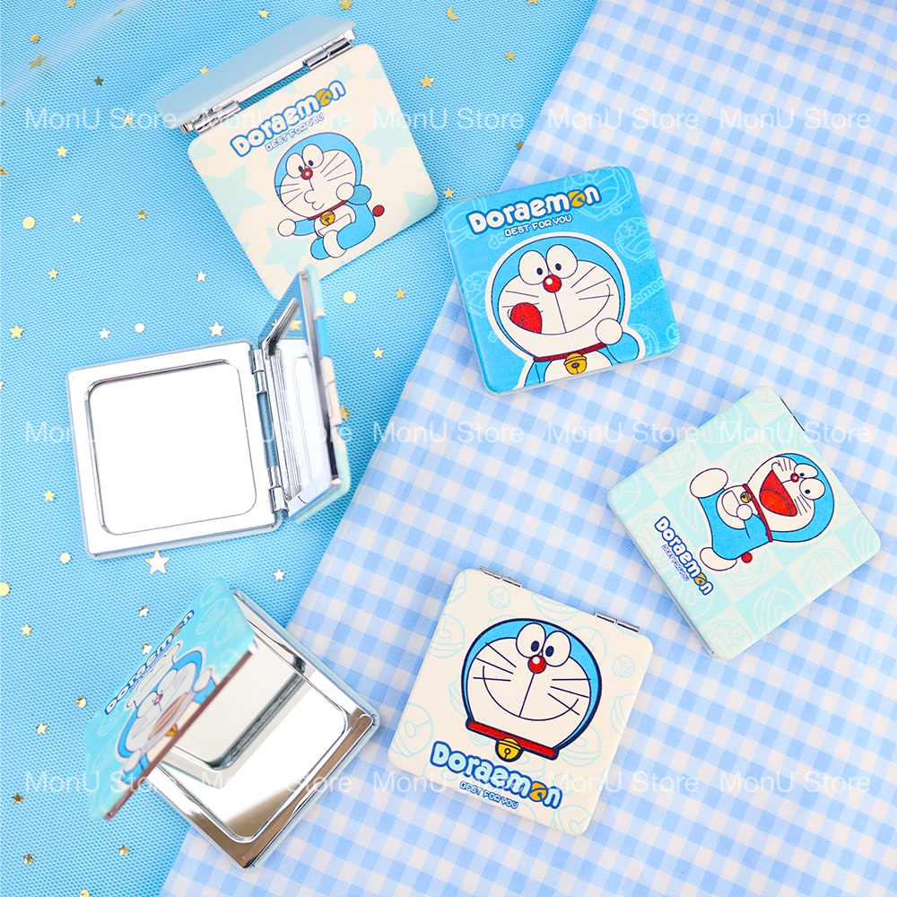 Gương mini 2 mặt bọc da sang trọng hình DORAEMON DOREMON bỏ túi dễ thương MON0005