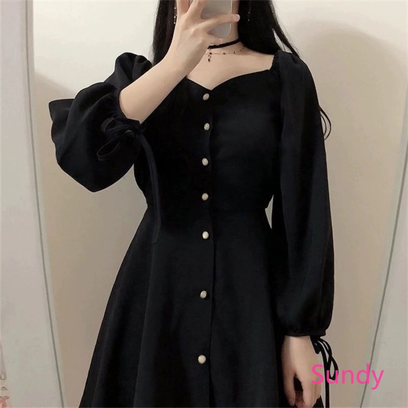 Đầm Đen Dài Tay Trễ Vai Gợi Cảm Cho Nữ