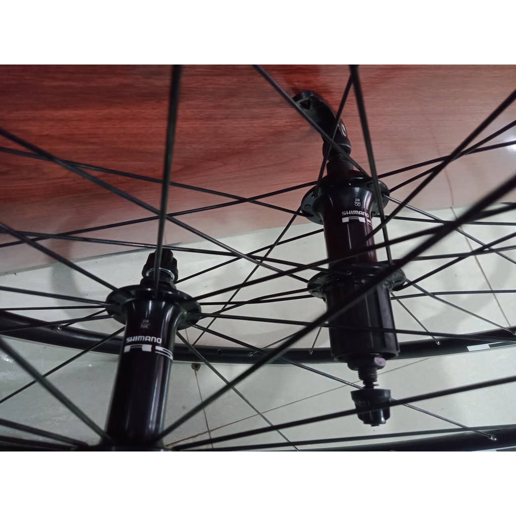 Bộ vành Shimano WH-R501 đan sẵn 700c Líp thả phanh U V Cao cấp