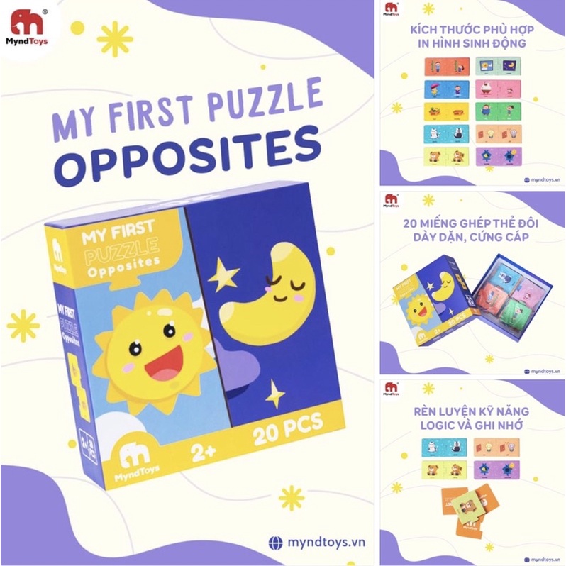 Đồ Chơi Xếp Hình Ghép Cặp Đầu Tiên Cho Bé Từ 2 Tuổi Nhiều Chủ Đề - Myndtoys My First Puzzle