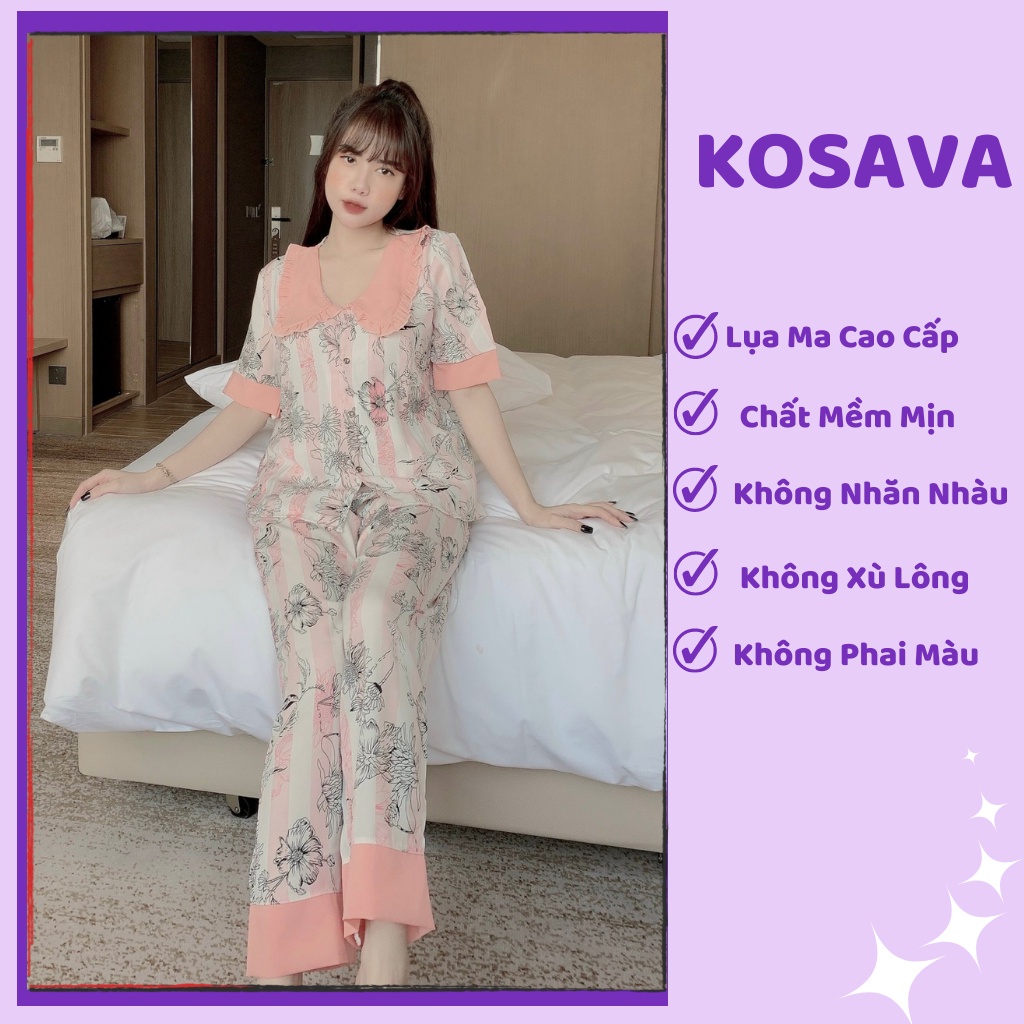 Đồ bộ nữ pijama lụa ngủ mặc nhà tay ngắn quần dài KOSAVA