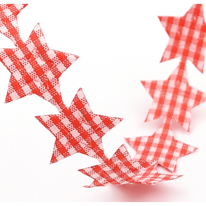 Dây ruy băng vải hình ngôi sao đỏ trang trí noel trang trí cây thông