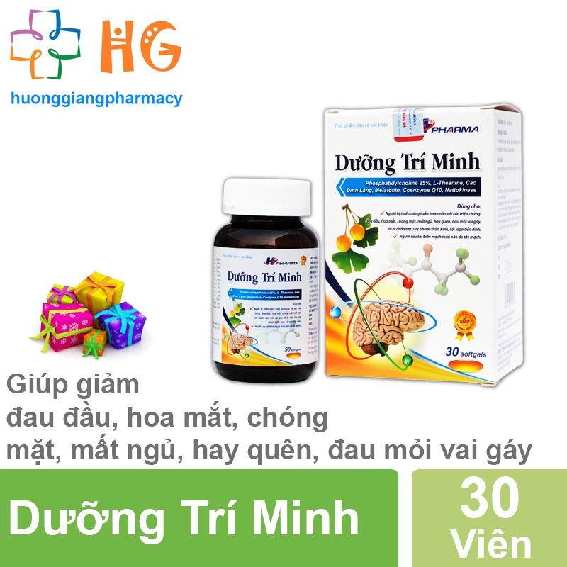 Hoạt huyết dưỡng não Dưỡng Trí Minh giúp tăng cường lưu thông máu não cải thiện thiểu năng tuần hoàn não Hộp 30 Viên