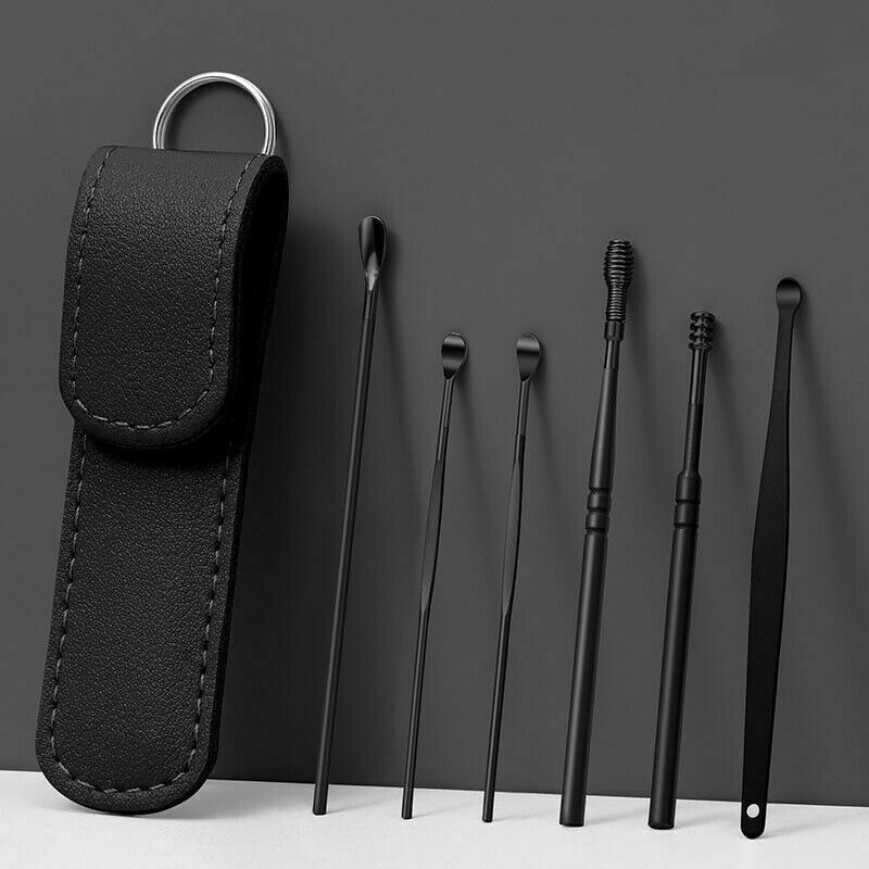 Set 6 Dụng Cụ Lấy Ráy Tai Bằng Thép Không Gỉ Kèm Túi Đựng