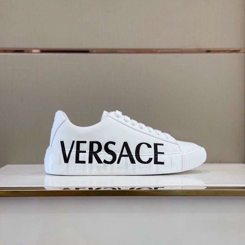 Giày thể thao/sneaker nam Versace Collection da thật cao cấp in chữ thương hiệu sang trọng và phong cách