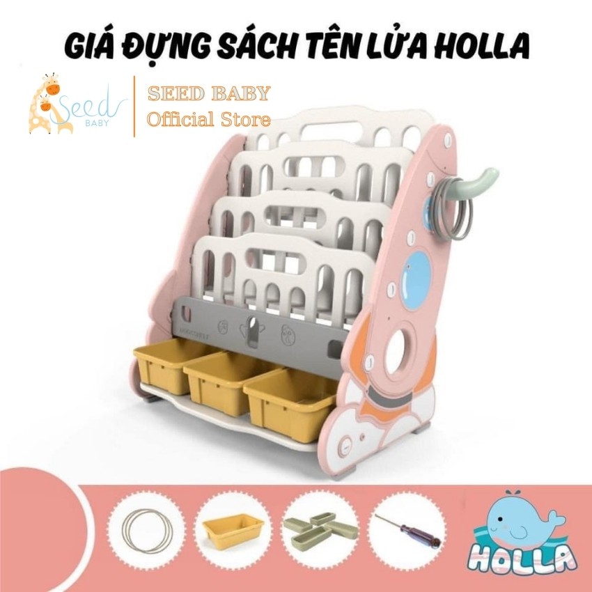 Giá sách tên lửa Holla kệ đựng đồ chơi cao cấp cho bé - Seed baby