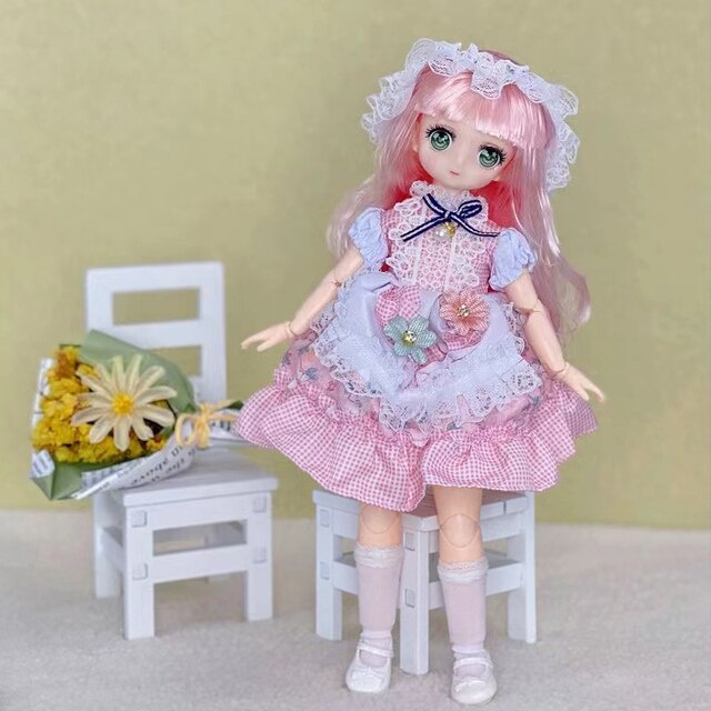 Búp Bê BJD 1/6 22 Khớp Mắt Anime Xinh Đẹp Trong Trang Phục Dễ Thương - Cao 30cm