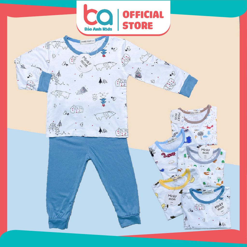 Bộ Thun Lạnh Dài Tay Cho Bé - Bộ Thu Đông Minky Mom - Co Giãn Tốt, Mềm Mịn, Thoáng Mát (BA02)