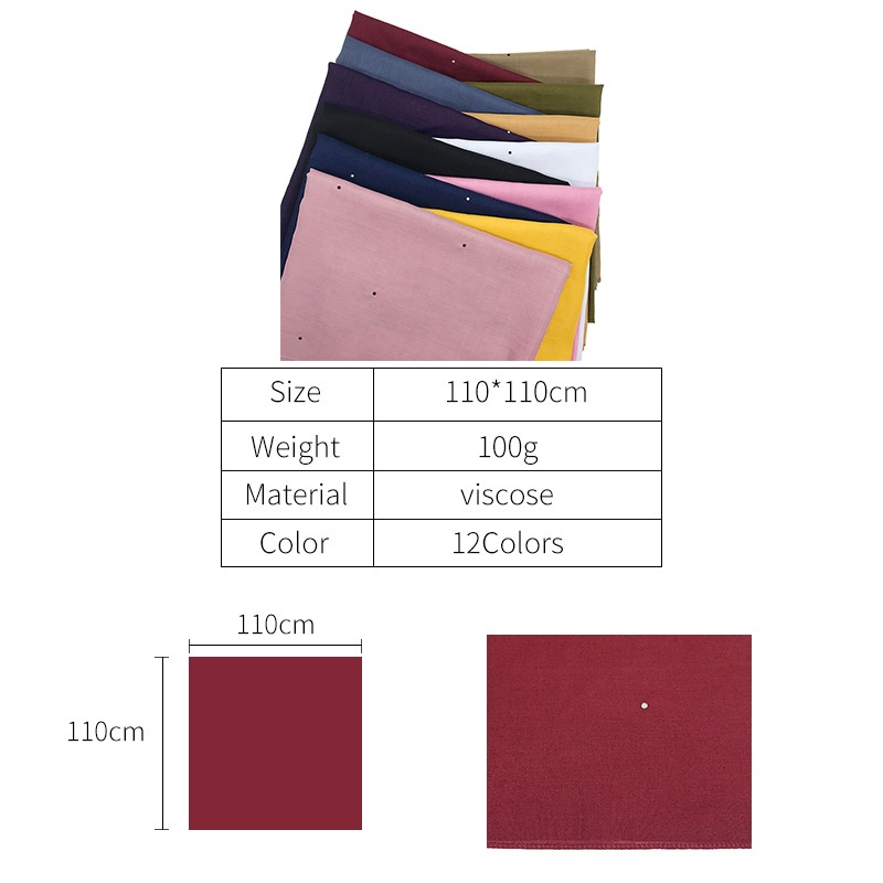 Khăn Vuông Cotton Đính Đá Lấp Lánh 110x110cm WJ491