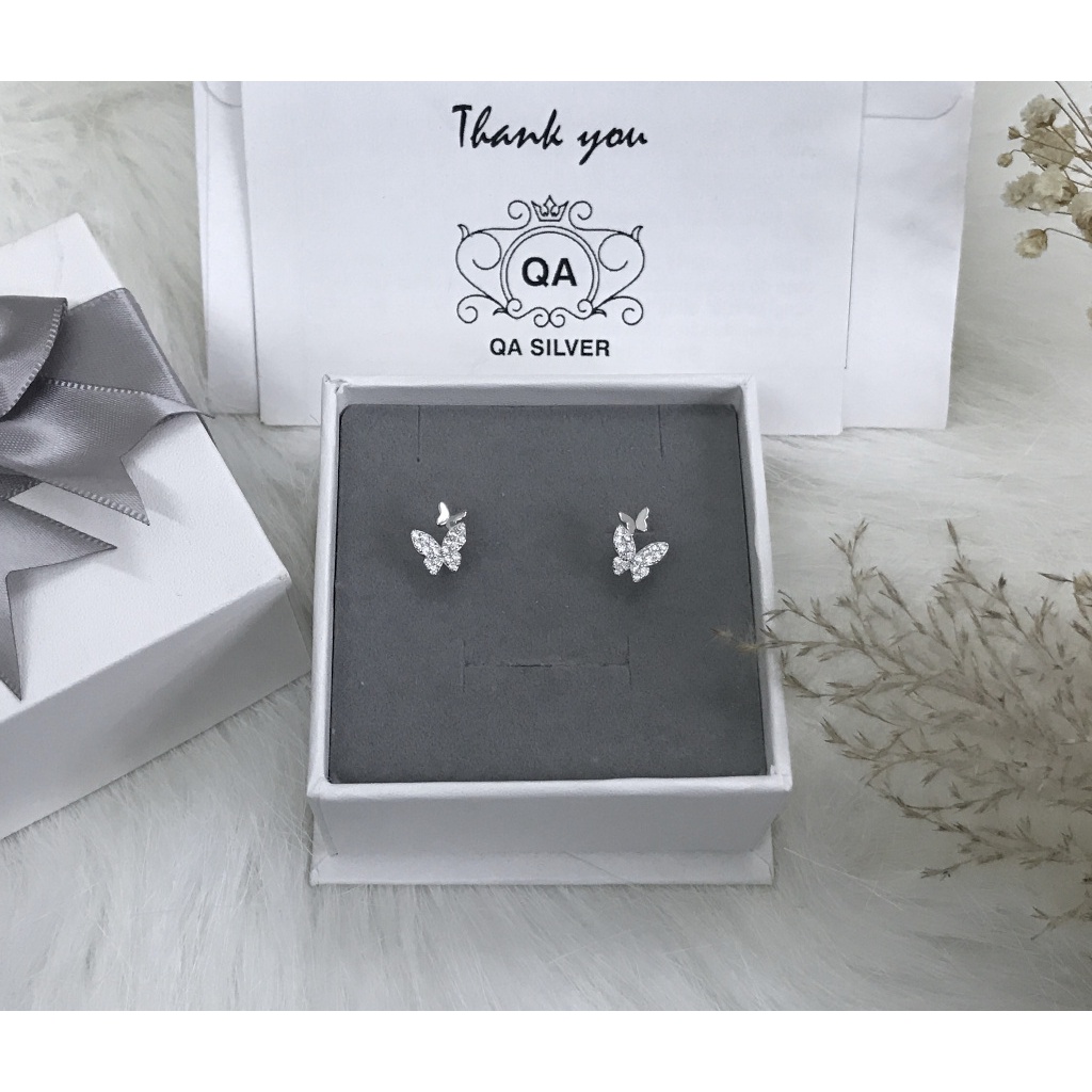 Bông tai bạc bướm đính đá khuyên tai hồ điệp S925 BUTTERFLY Silver Earrings QA SILVER EA190706