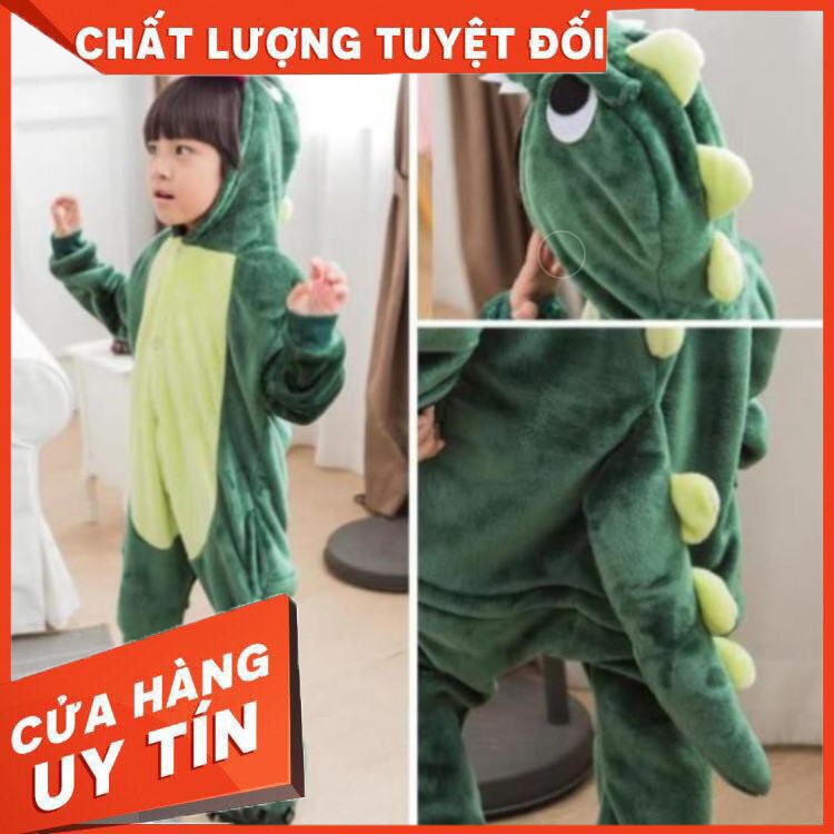 HÀNG CAO CẤP -  [ FREE SHIP - HÀNG SIÊU CẤP ] Bộ Đồ Ngủ Khủng Long Xanh Hình Thú Liền Thân Pijama Cho Nam Và Nữ Chất Đẹp