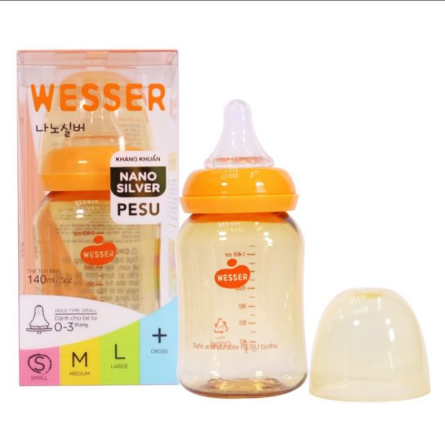 Bình sữa Wesser Pesu 140ml Cam kết hàng chính hãng