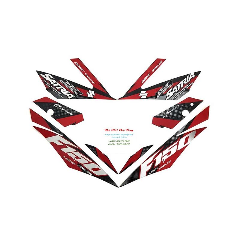 Bộ Tem Satria Fi Đỏ Đen Bạc 2018 Zin Indonesia - 68000-12K40-40X-ID