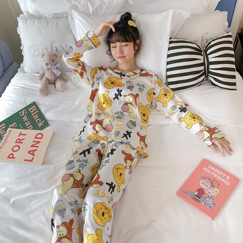 Bộ đồ ngủ pijama dài tay họa tiết chất lụa cao cấp -BNDT68 | BigBuy360 - bigbuy360.vn