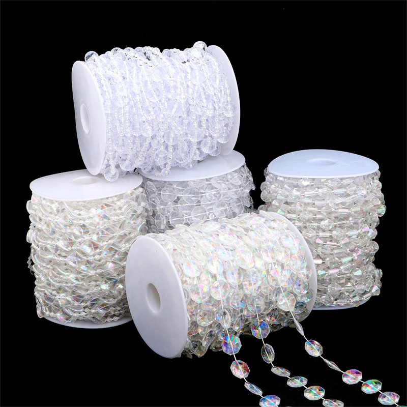 Cuộn chuỗi hạt nhựa acrylic hình kim cương/hình thoi làm rèm trang trí đám cưới