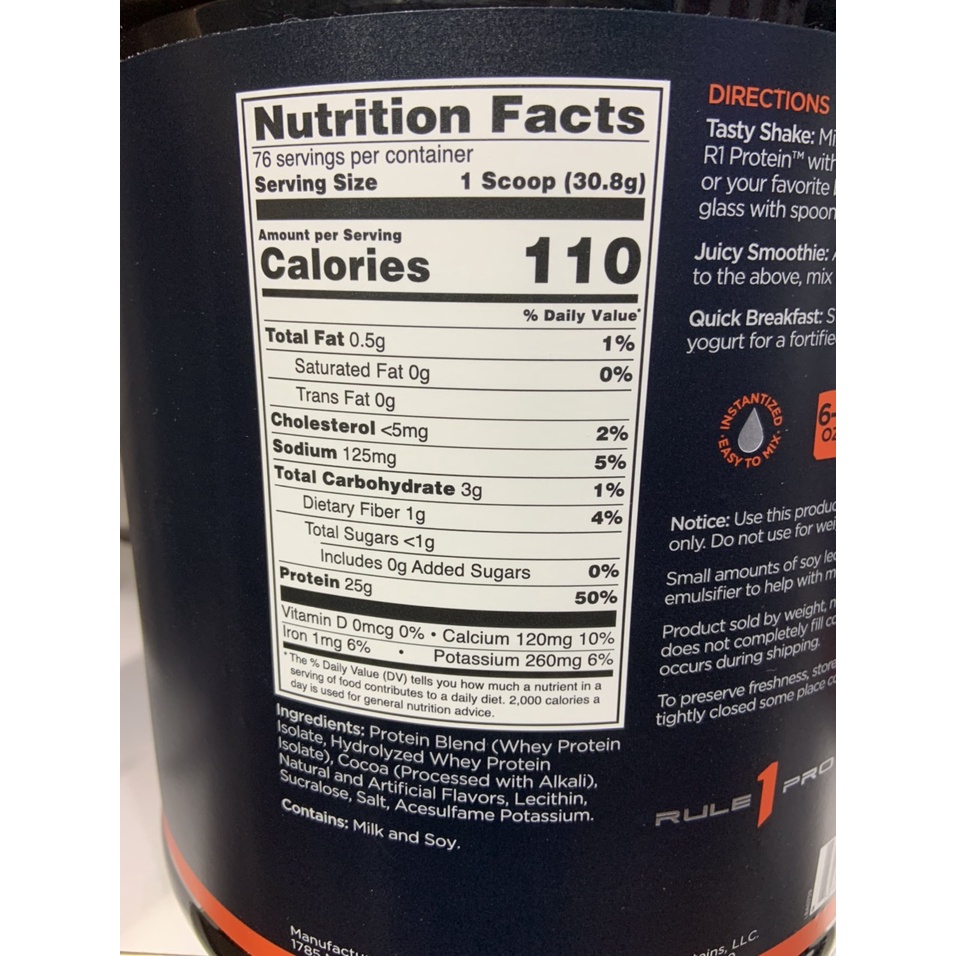 Whey Protein Rule1 5lbs 76 Lần Dùng,Bổ Sung Đạm Protein Tinh Khiết - Hàng Chính Hãng