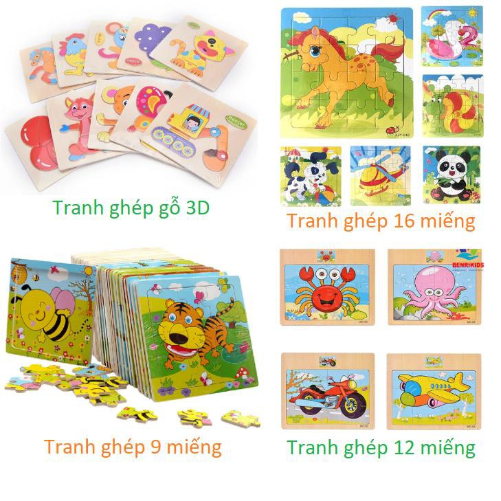 Combo 5 Tranh Ghép Gỗ Hình Động Vật Và Phương Tiện Giao Thông-Đồ Chơi Xếp Hình Thông Minh