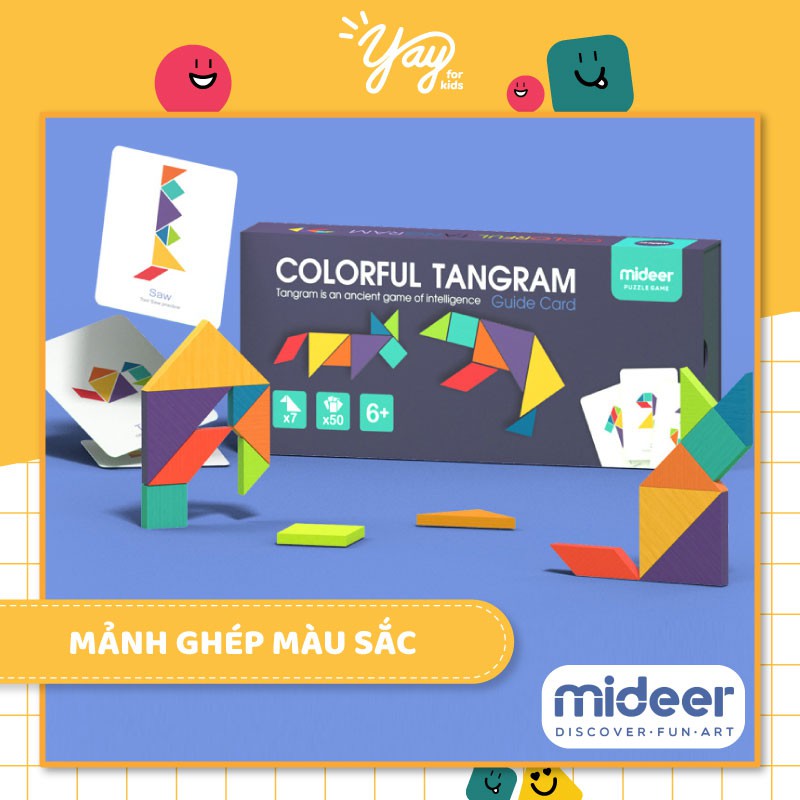 [5 MẪU ] Trò Chơi Colorful Tangram - MIDEER &amp; TOI