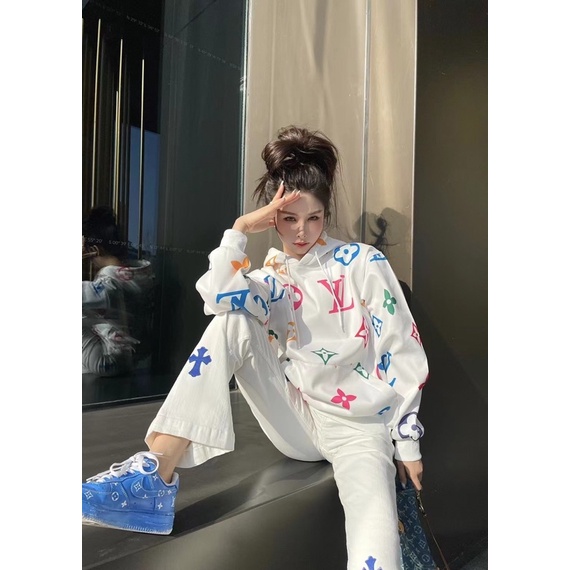 Áo hoodie mỏng cho nữ hoạ tiết chữ nhiều màu thương hiệu thời trang cao cấp Louis Vuitton LV