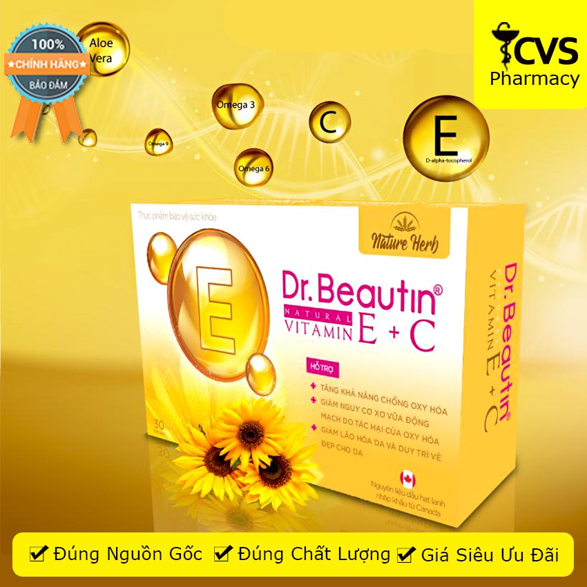 Dr BEAUTIN NATURAL VITAMIN E + C TỪ THIÊN NHIÊN – Viên Uống DrBeautin Duy trì vẻ đẹp cho da