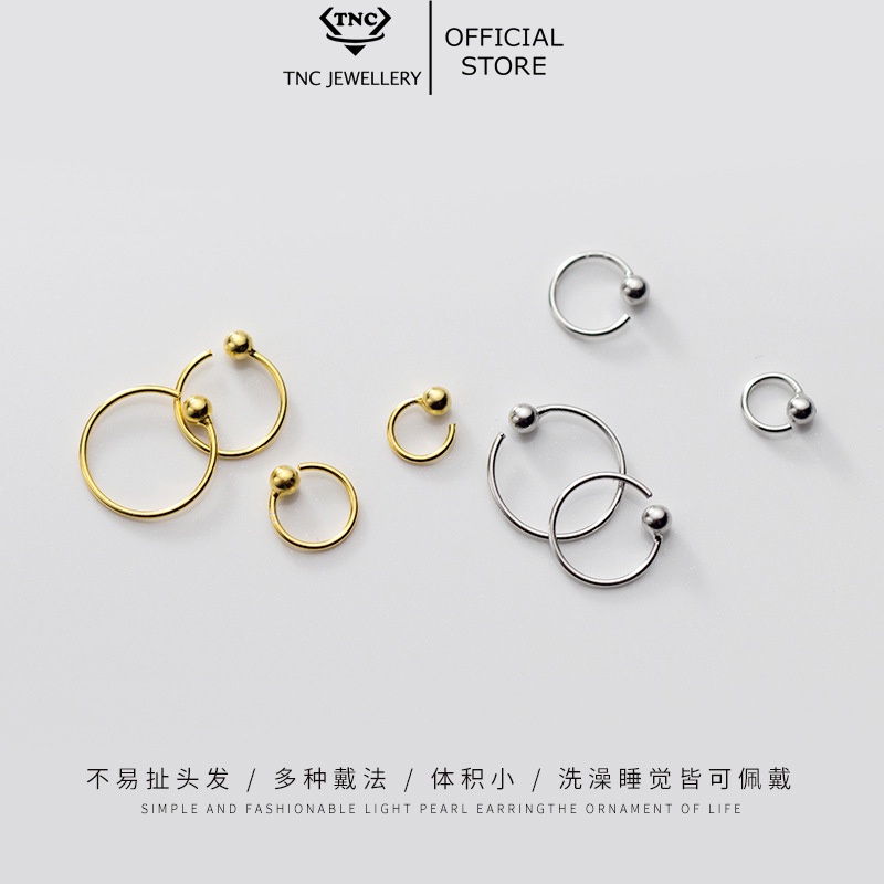 Bông Tai Bạc Ý 925 Tròn Bi Nhiều Size Cao Cấp - Trang Sức TNC JEWELLERY