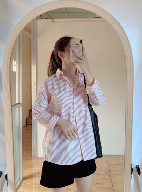 SƠ MI OVERSIZE - TÔNG HỒNG