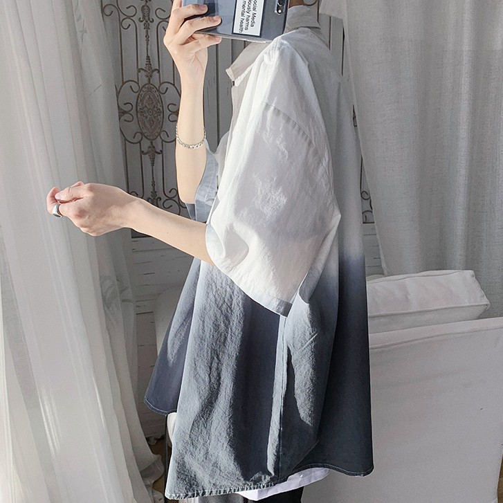 Áo khoác sơ mi tay ngắn phong cách Hàn quốc cho nam và nữ