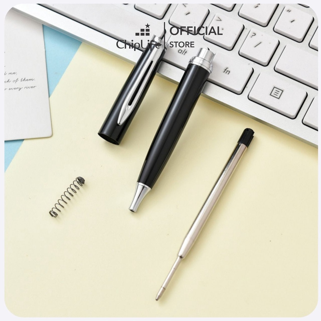 Bút kim loại PENMALL CHIPLIFE PX026 khắc tên - Dạng xoay mở ngòi 0.7mm mực xanh